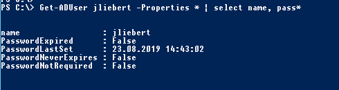 get-aduser last pasword change date