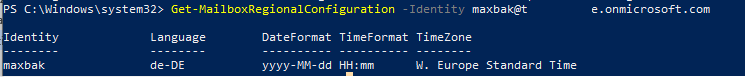 Get-MailboxRegionalConfiguration 