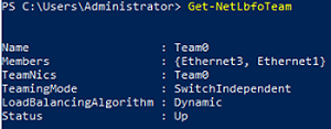 Get-NetLbfoTeam - list NIC teaming properties