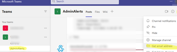 Get Teams channel e-mail address
