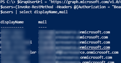 list Azure AD users via Microsoft Graph API