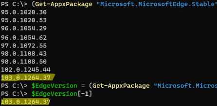 List MicrosoftEdge versions on Windows