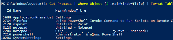 powershell: get-process filtering