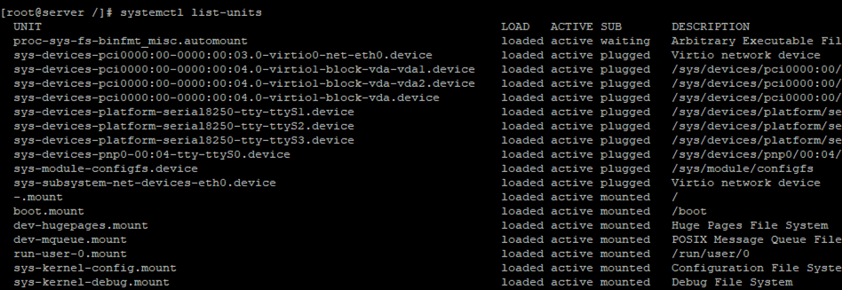 systemctl list-units linux centos