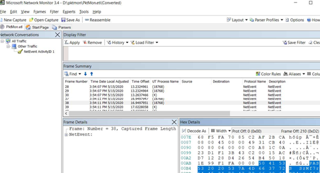 using pktmon log file in microsoft network monitor