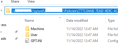 View Active Directory GPOs files in the SYSVOL share