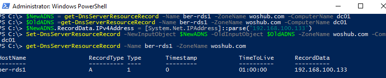 Change/Update DNS Host Record IP Address via PowerShell