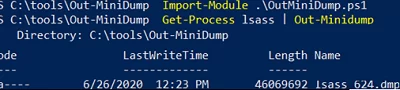 create lsass dump with powershell