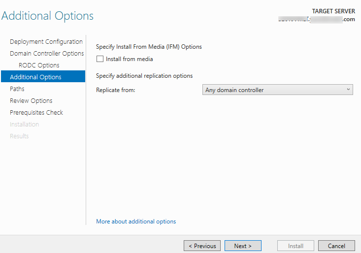 DC replicate settings