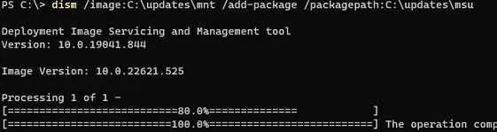 dism add update packages and security patches to windows image