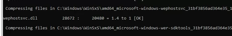 compressing files in the winsxs folder using the compact.exe tool