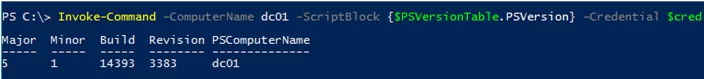 Get remote computer Powershell version using invoke-command