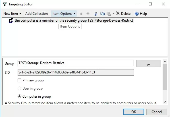 gpp targeting to security group