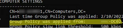 gpresult Group Policy was applied from domain controller (logon server)