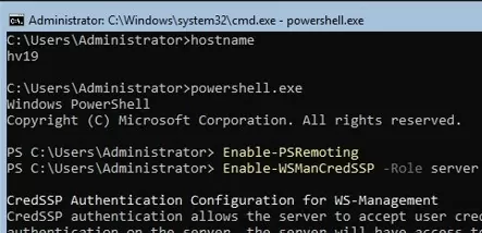 hyper-v: enable winrm and credssp server