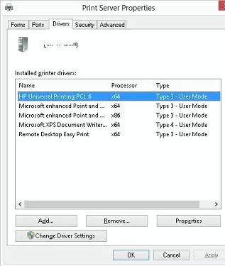 list of installed print drivers in windows 