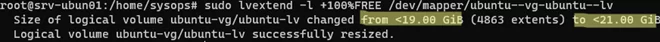 lvextend LVM on Ubuntu VM