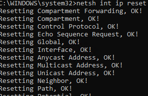 netsh int ip reset 