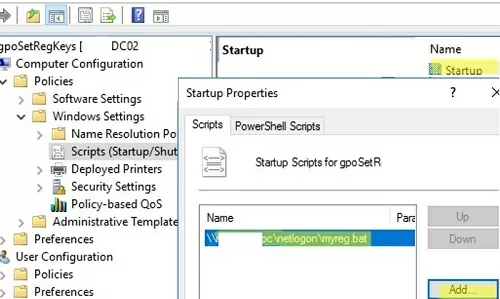 run reg bat file using gpo startup script