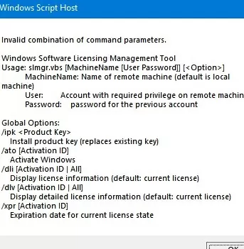 slmgr.vbs script - show available activation options