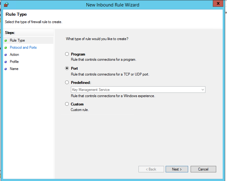 windows firewall port rule