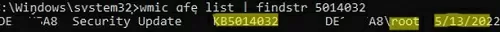 wmic qfe list check update installation status